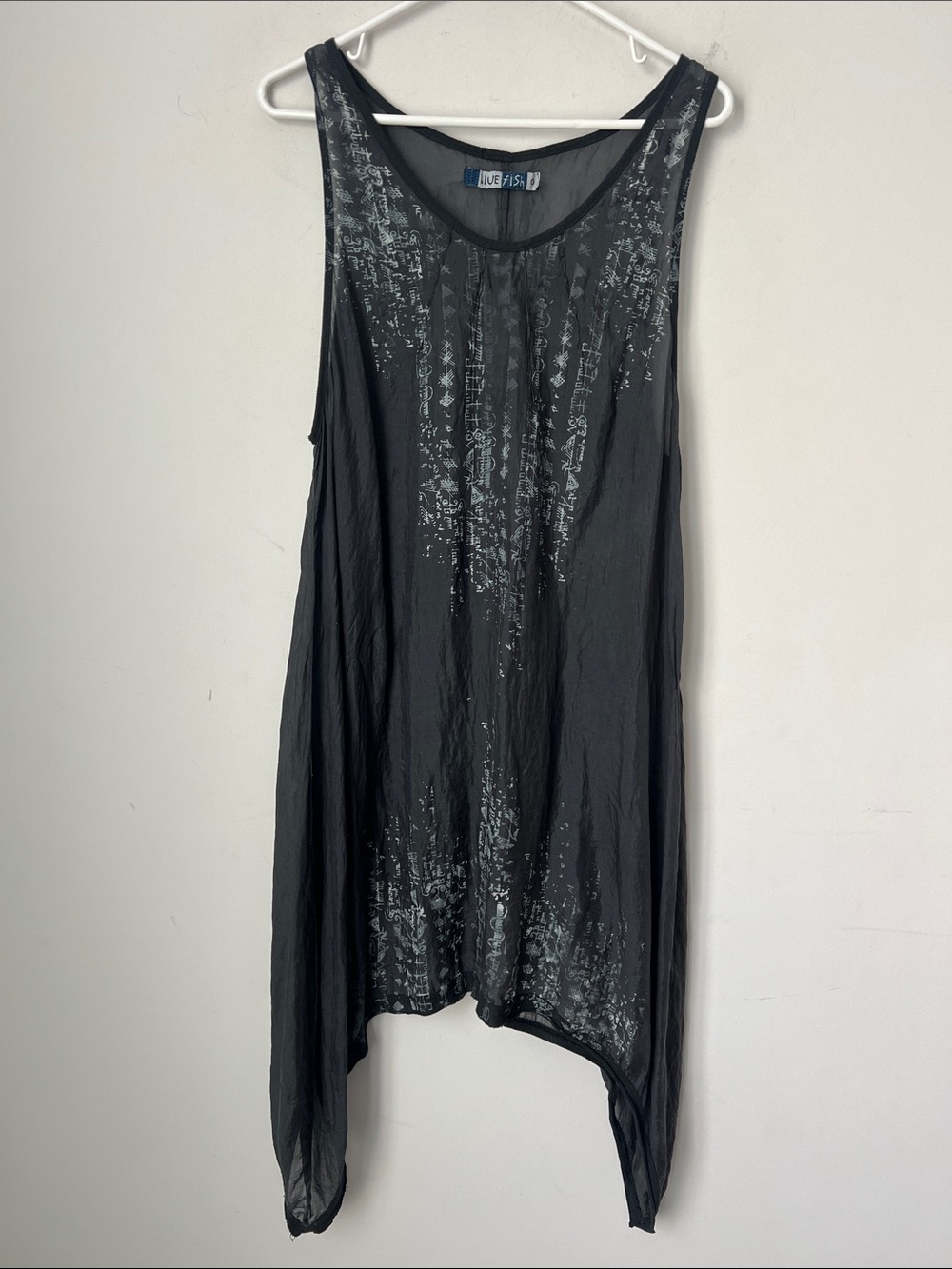 Blue Fish Silk Tunic Dress L/XL Boho Asymmetrical Goth